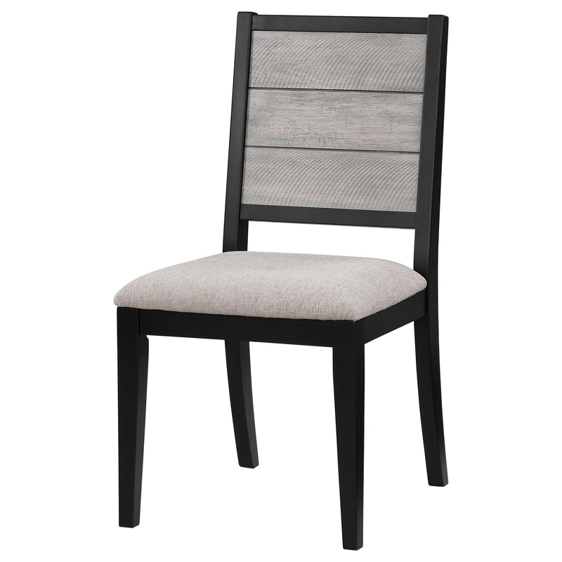 Silla auxiliar de comedor Elodie de madera, gris y negra (juego de 2)
