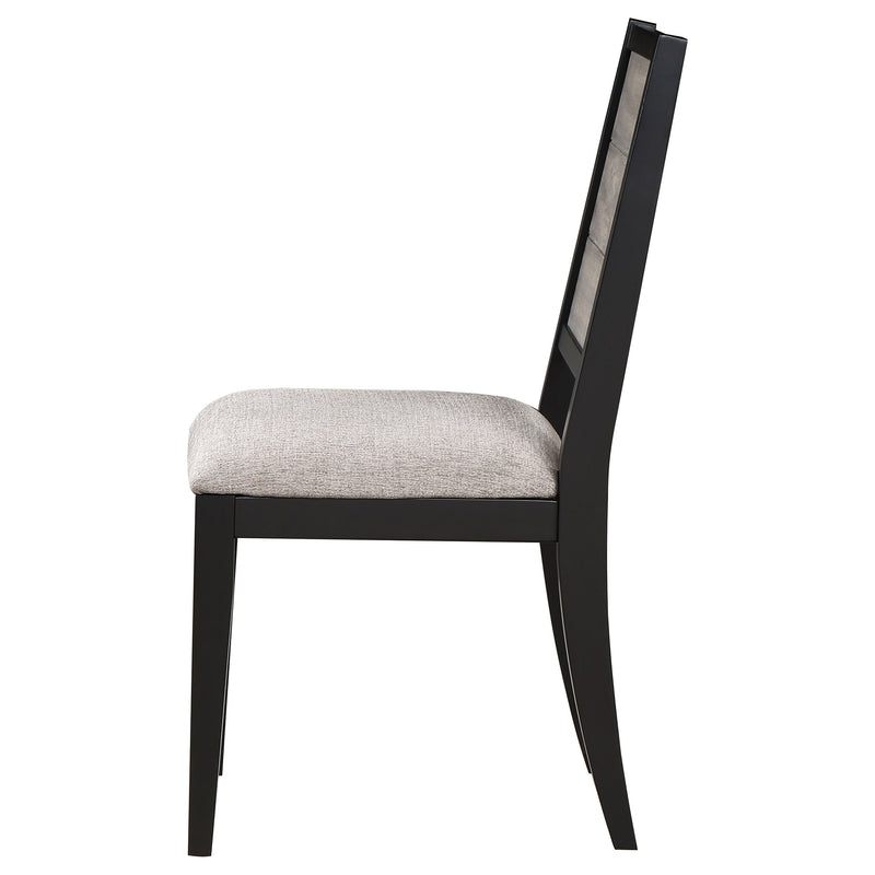 Silla auxiliar de comedor Elodie de madera, gris y negra (juego de 2)