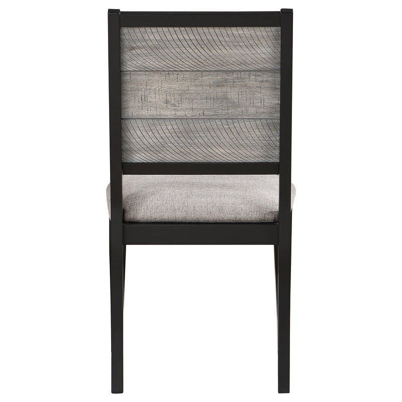 Silla auxiliar de comedor Elodie de madera, gris y negra (juego de 2)