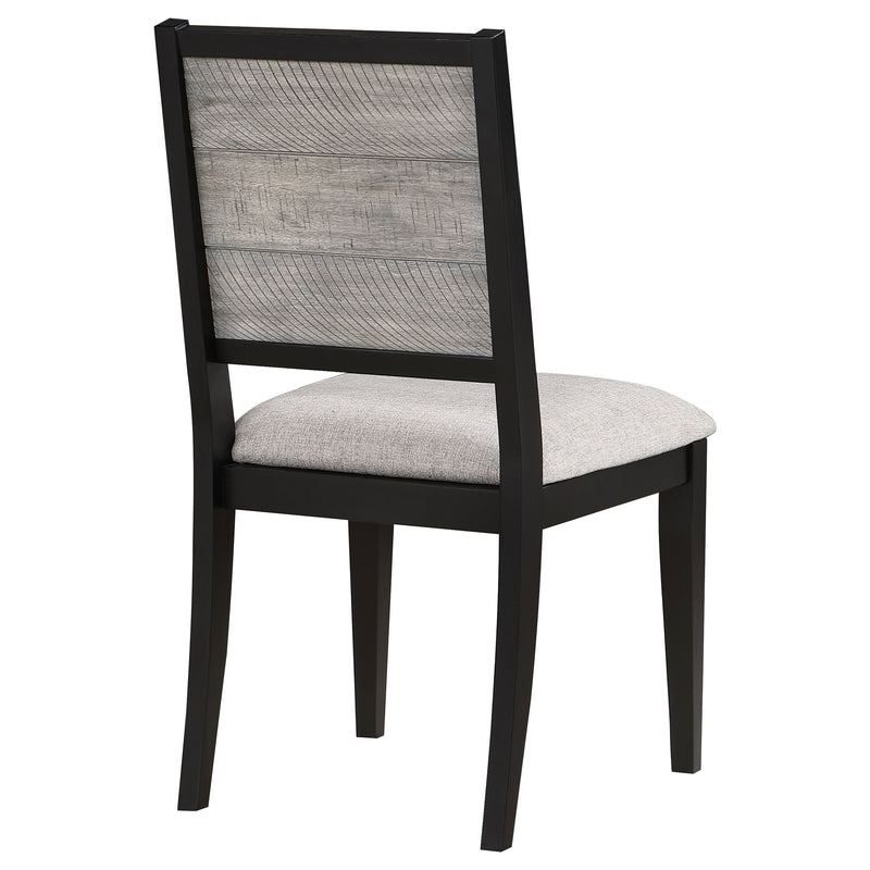 Silla auxiliar de comedor Elodie de madera, gris y negra (juego de 2)