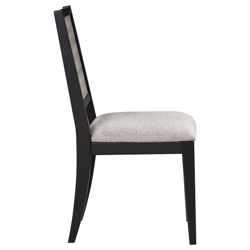 Silla auxiliar de comedor Elodie de madera, gris y negra (juego de 2)