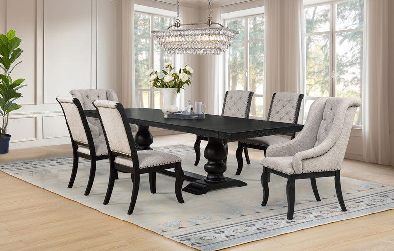 Juego de comedor rectangular Phelps de 9 piezas Noir envejecido