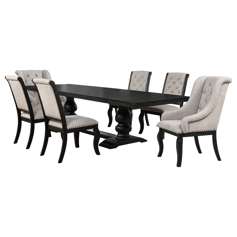 Juego de comedor rectangular Phelps de 9 piezas Noir envejecido