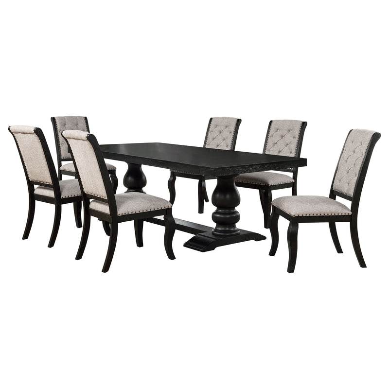 Juego de comedor rectangular Phelps de 9 piezas Noir envejecido