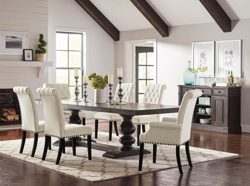 Juego de comedor rectangular Phelps, estilo "noir" envejecido