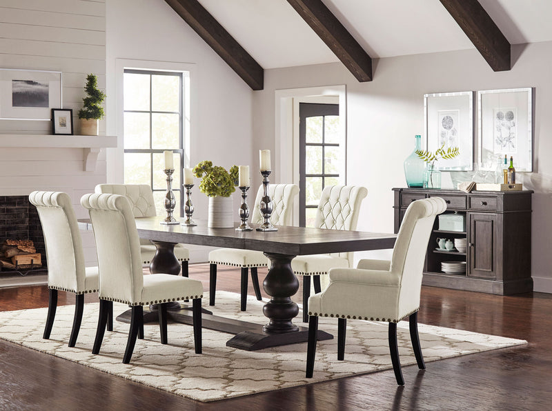 Juego de comedor rectangular Phelps, estilo "noir" envejecido