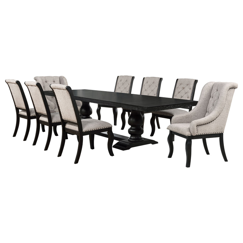 Juego de comedor rectangular Phelps de 9 piezas Noir envejecido