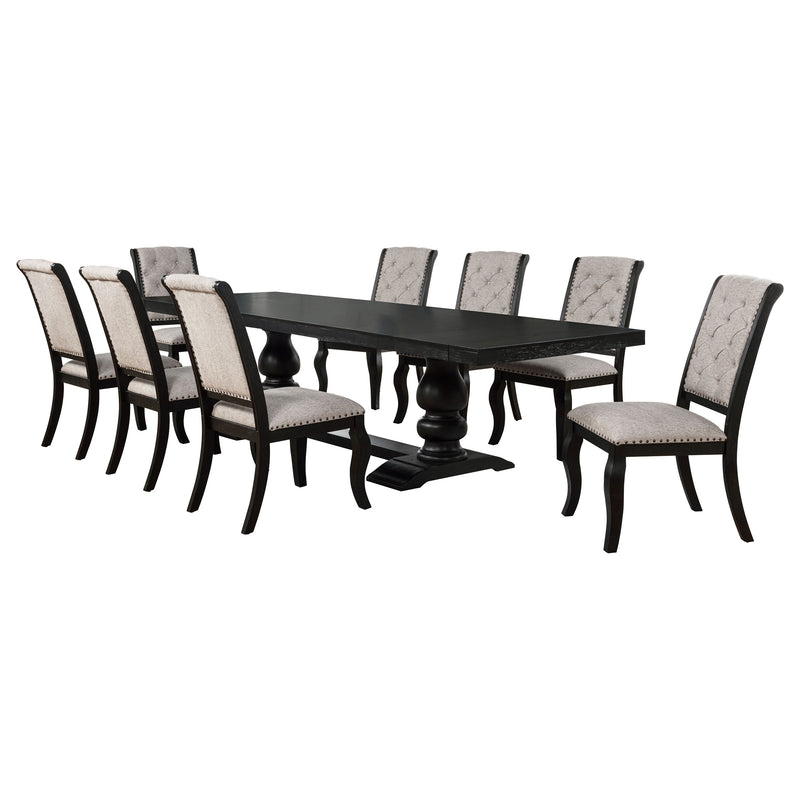 Juego de comedor rectangular Phelps de 9 piezas Noir envejecido