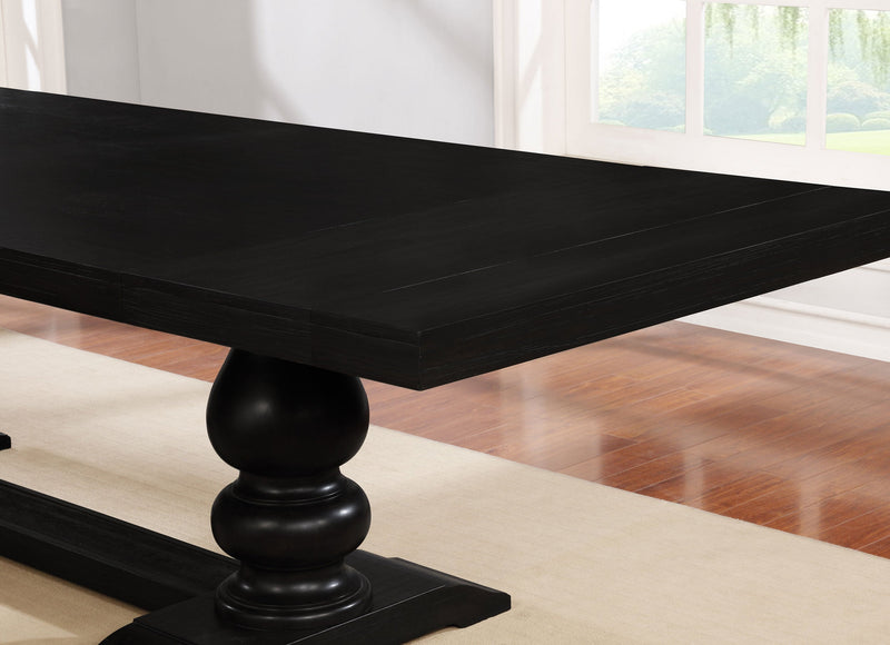 Mesa de comedor Phelps de 123 pulgadas con hoja extensible, Noir envejecido