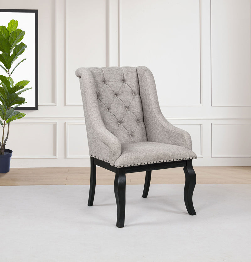 Sillón de comedor tapizado Phelps Tan Distressed Noir (Juego de 2)