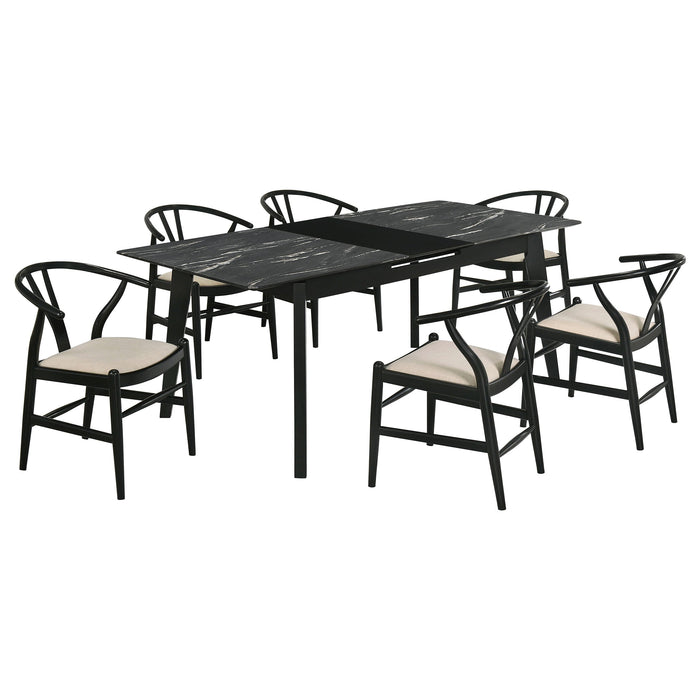 Crestmont  Extension Leaf Dining Table Set Black