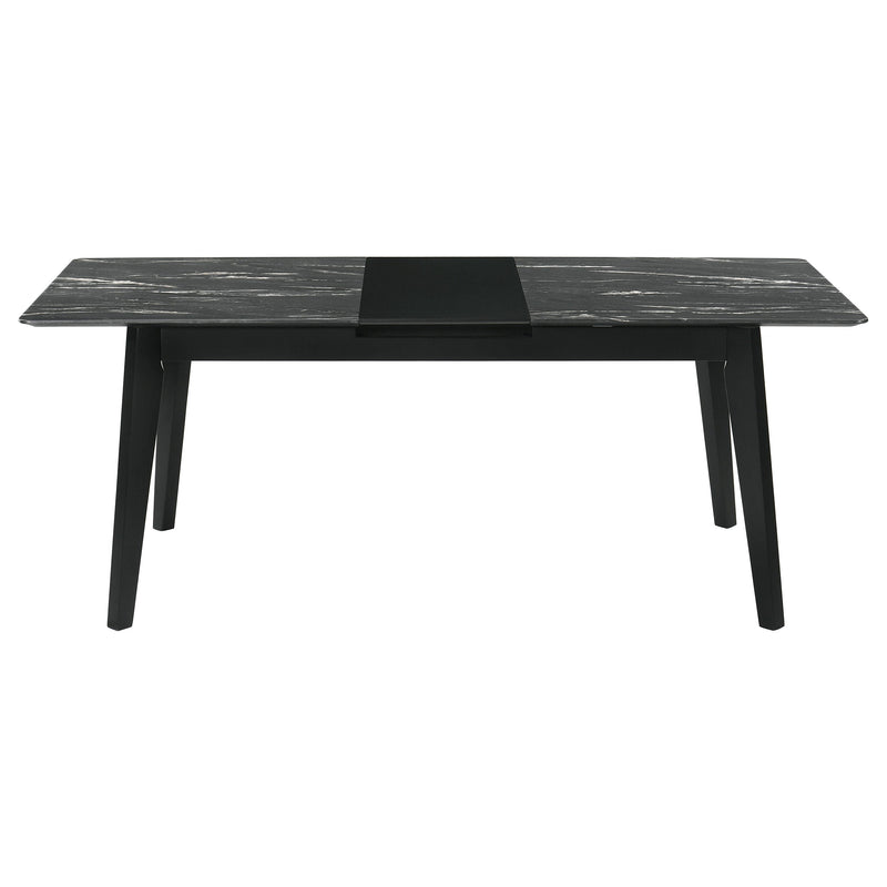 Mesa de comedor extensible Crestmont de 78 pulgadas con mármol sintético negro