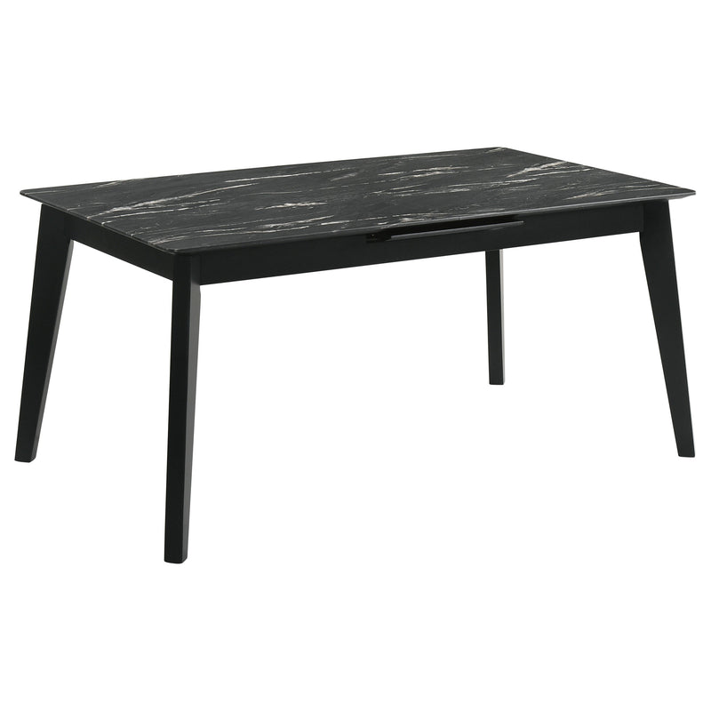 Mesa de comedor extensible Crestmont de 78 pulgadas con mármol sintético negro