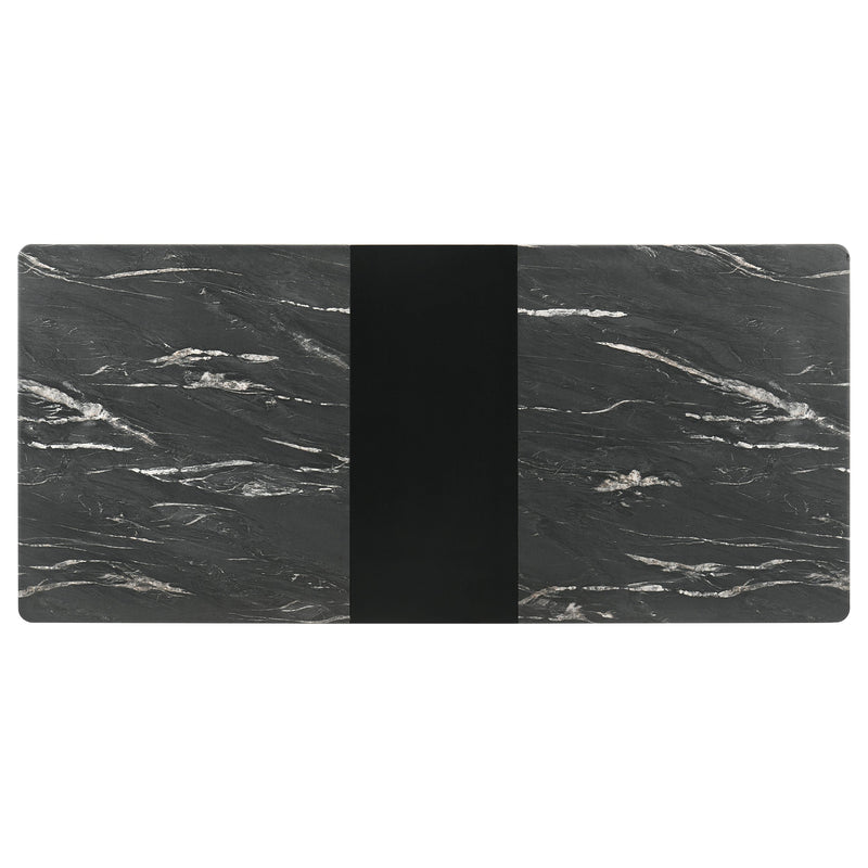 Mesa de comedor extensible Crestmont de 78 pulgadas con mármol sintético negro