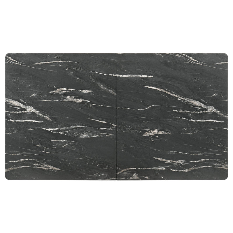 Mesa de comedor extensible Crestmont de 78 pulgadas con mármol sintético negro
