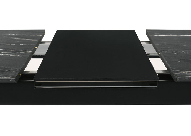 Mesa de comedor extensible Crestmont de 78 pulgadas con mármol sintético negro