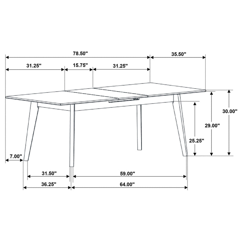 Mesa de comedor extensible Crestmont de 78 pulgadas con mármol sintético negro