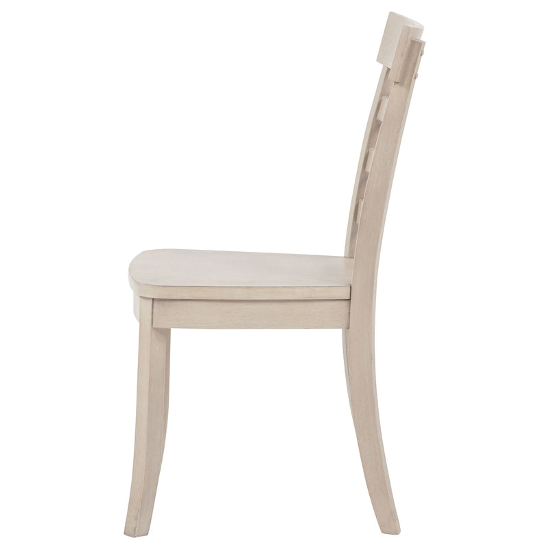 Silla lateral de comedor Orrison con respaldo de escalera y lino (juego de 2)