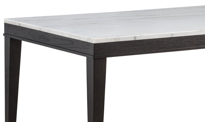 Juego de comedor Averill de 7 piezas con encimera de mármol blanco, gris oscuro y color café