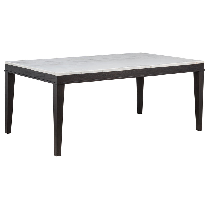Juego de comedor Averill de 7 piezas con superficie de mármol blanco, tostado y color café