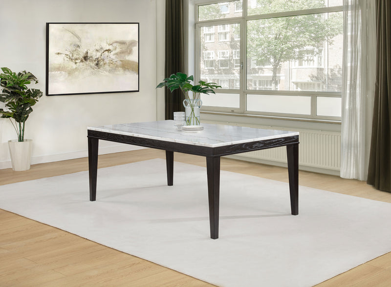 Mesa de comedor rectangular de mármol blanco de 72 pulgadas Averill, Coffee Bean