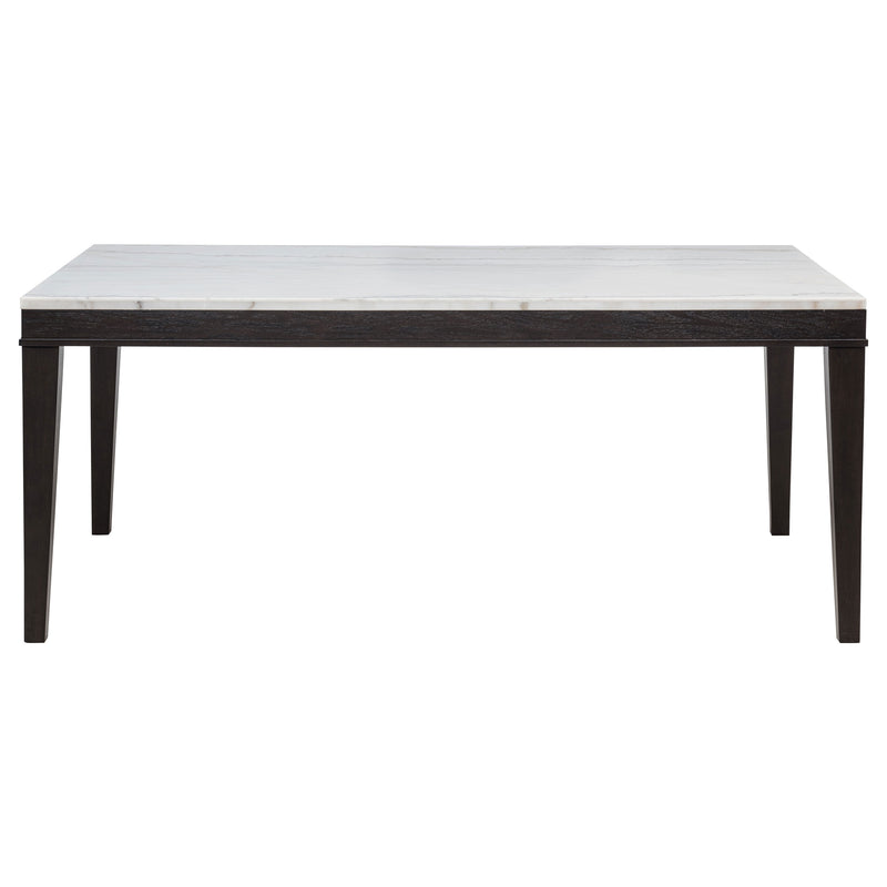 Mesa de comedor rectangular de mármol blanco de 72 pulgadas Averill, Coffee Bean