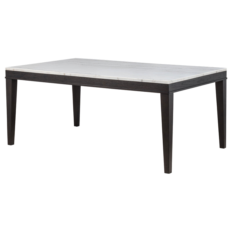Mesa de comedor rectangular de mármol blanco de 72 pulgadas Averill, Coffee Bean