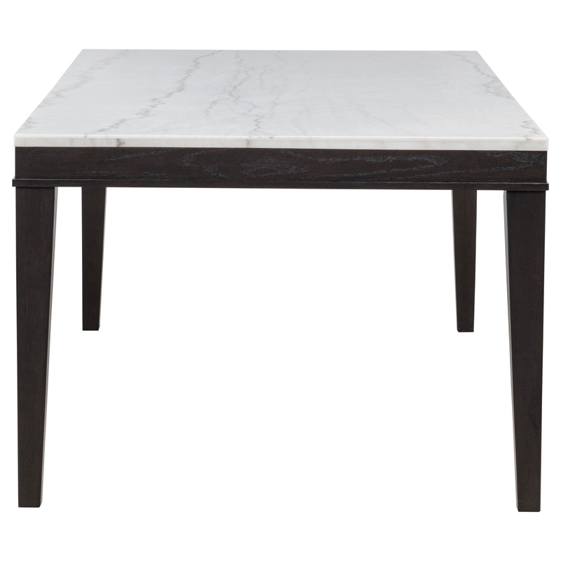 Mesa de comedor rectangular de mármol blanco de 72 pulgadas Averill, Coffee Bean