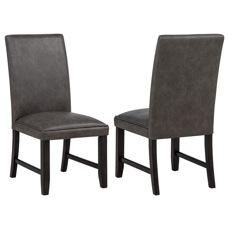 Silla auxiliar de comedor tapizada en piel sintética Averill, gris oscuro (juego de 2)