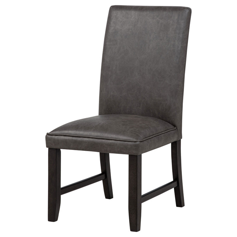 Silla auxiliar de comedor tapizada en piel sintética Averill, gris oscuro (juego de 2)