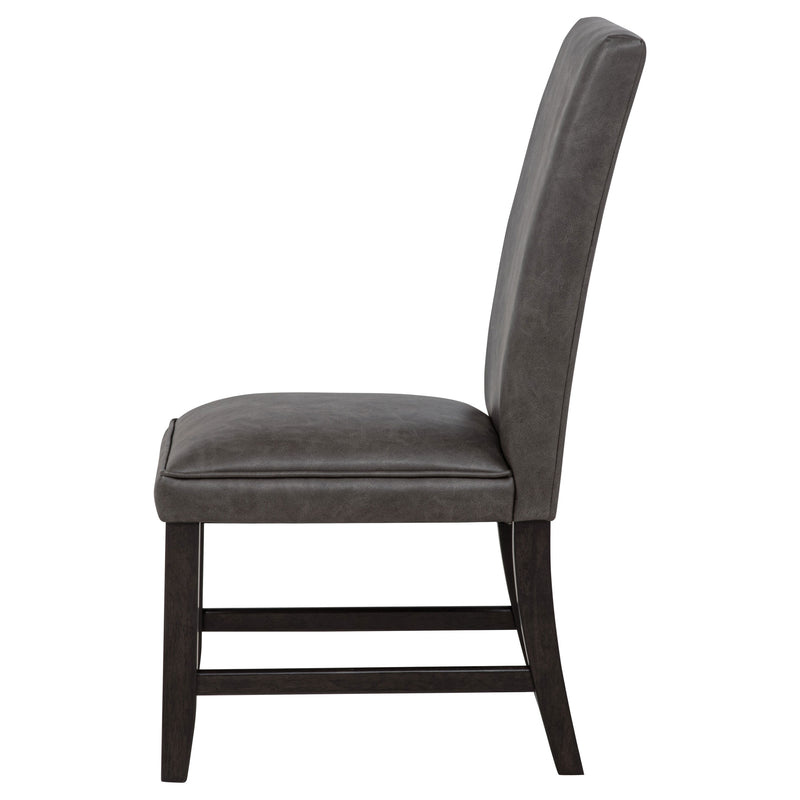 Silla auxiliar de comedor tapizada en piel sintética Averill, gris oscuro (juego de 2)