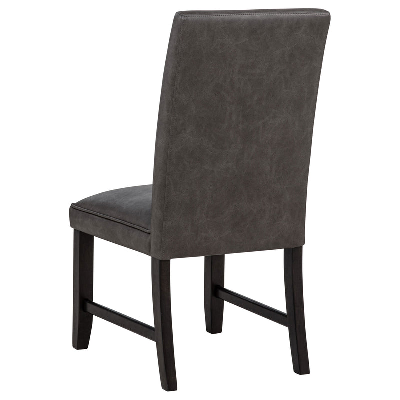 Silla auxiliar de comedor tapizada en piel sintética Averill, gris oscuro (juego de 2)