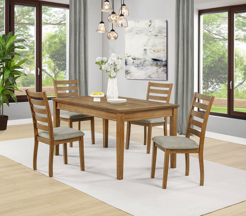 Juego de comedor rectangular de madera de 5 piezas Atwood, marrón cálido