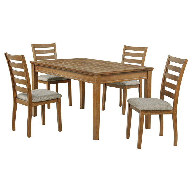 Juego de comedor rectangular de madera de 5 piezas Atwood, marrón cálido