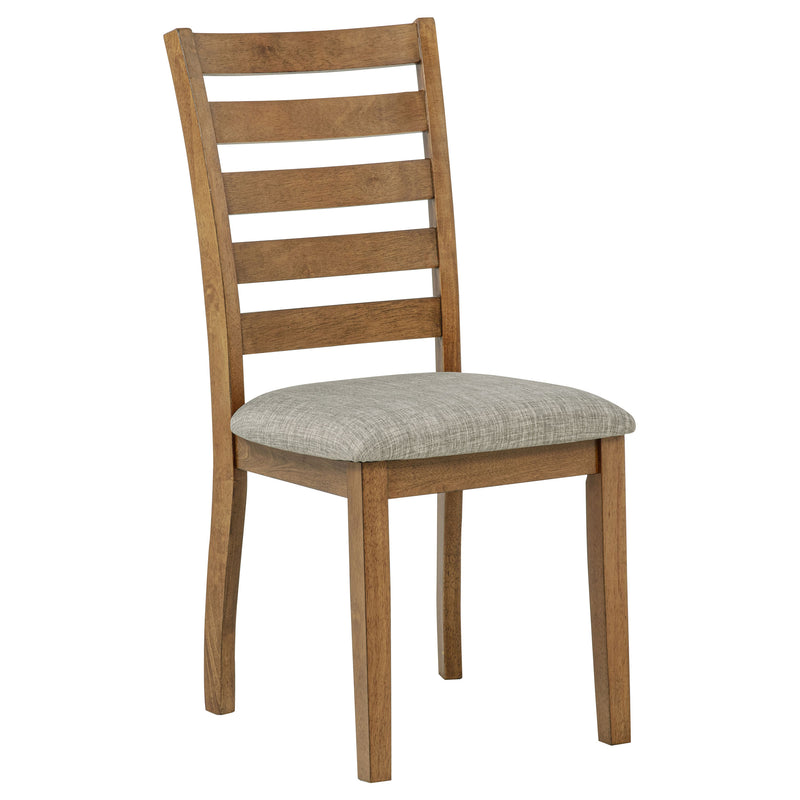 Silla auxiliar de comedor de madera Atwood con asiento tapizado, marrón cálido