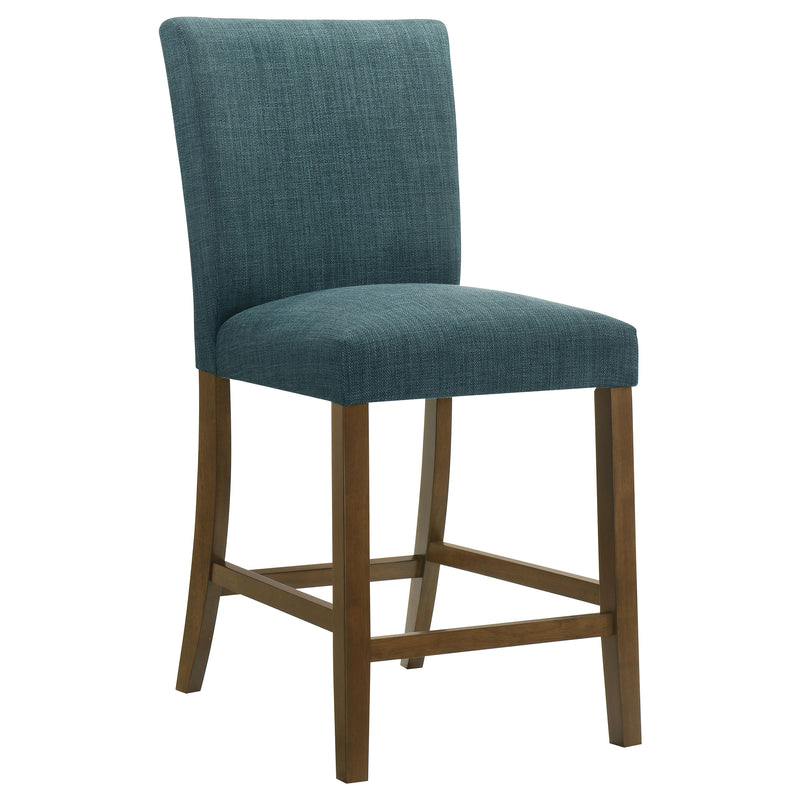 Juego de comedor Paxton de 5 piezas de altura de mostrador con tapa de cristal redonda azul verdoso