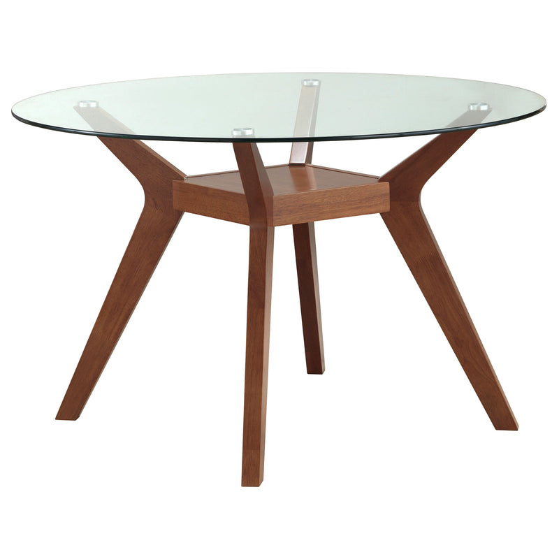 Juego de comedor redondo de 5 piezas con tapa de cristal Paxton, color marrón