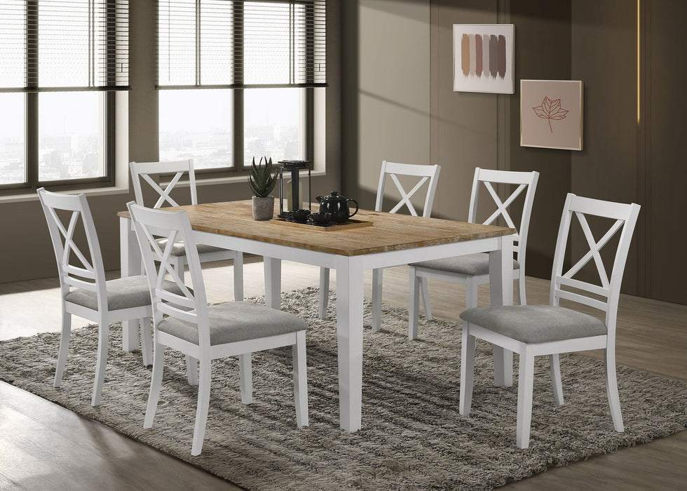 Hollis Rectangular Solid Wood Dining Table Brown and White