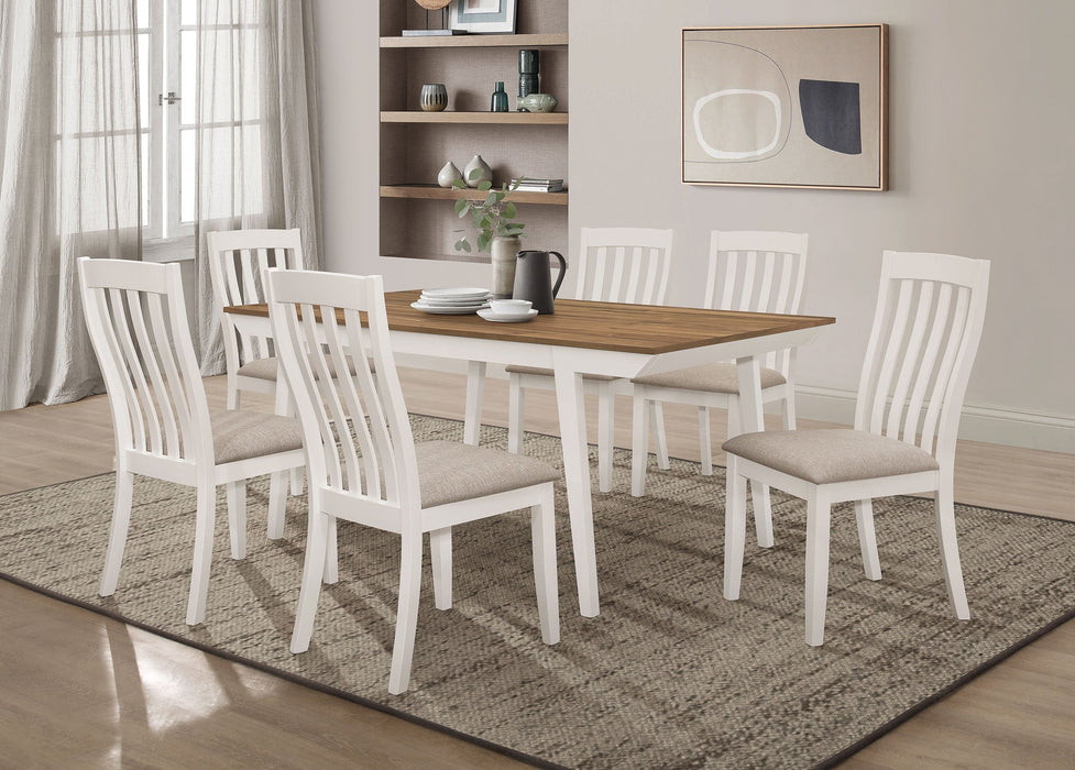 Nogales  Rectangular Dining Table Set Natural Acacia and Off White