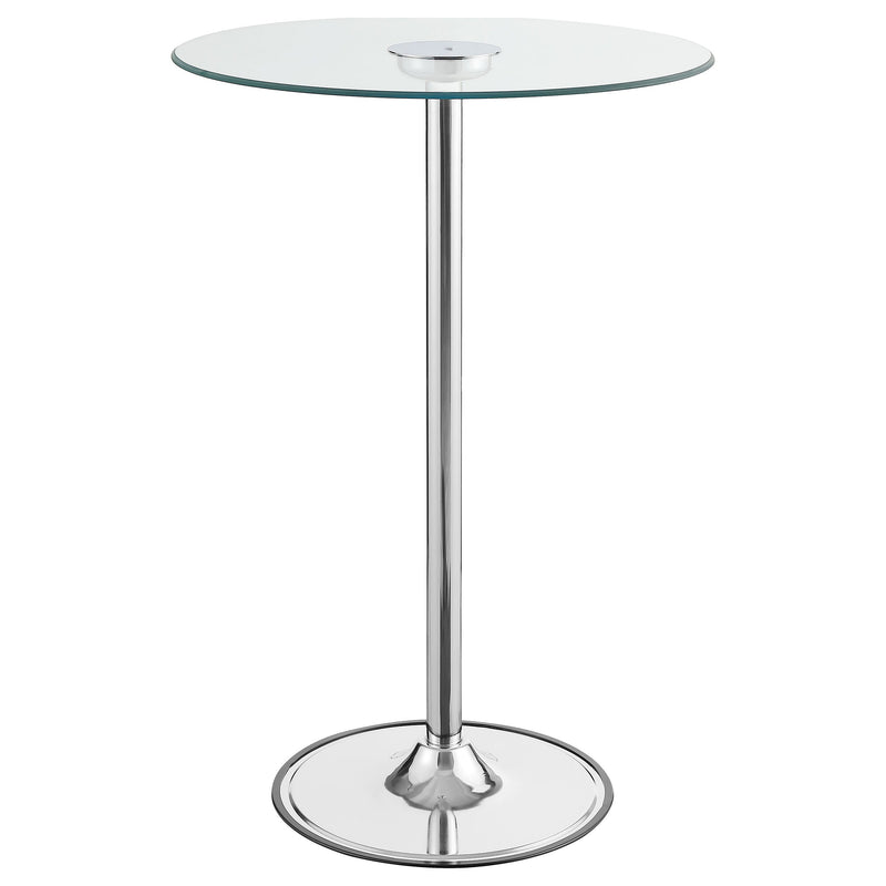 Mesa de bar bistró Thea de 71 cm, con tablero de cristal y LED, cromada
