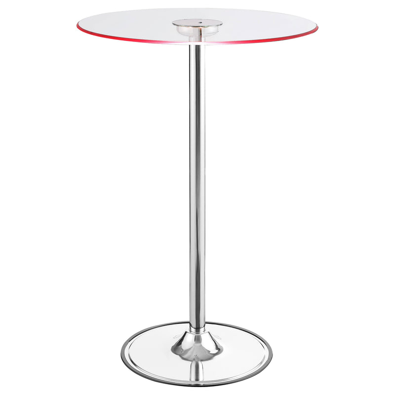 Mesa de bar bistró Thea de 71 cm, con tablero de cristal y LED, cromada