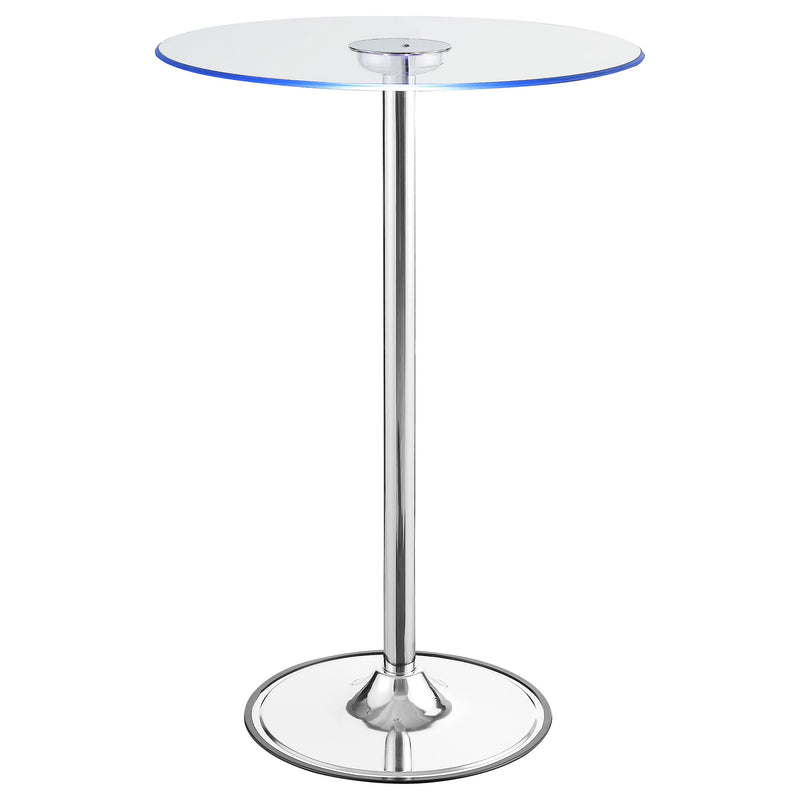 Mesa de bar bistró Thea de 71 cm, con tablero de cristal y LED, cromada