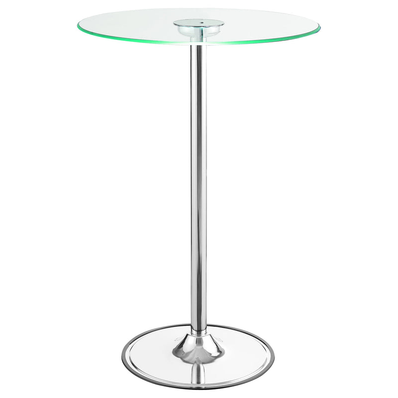 Mesa de bar bistró Thea de 71 cm, con tablero de cristal y LED, cromada