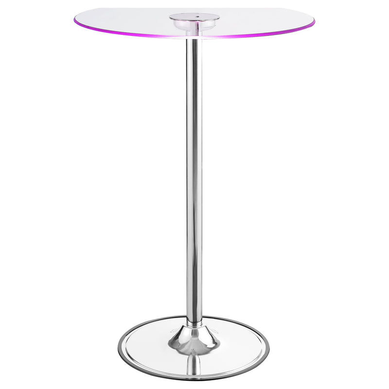 Mesa de bar bistró Thea de 71 cm, con tablero de cristal y LED, cromada