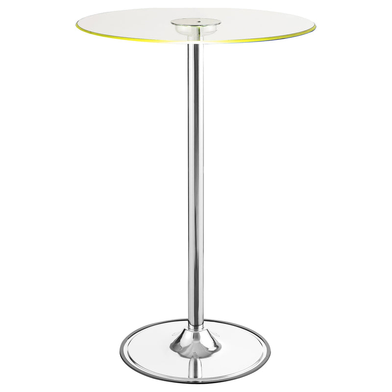 Mesa de bar bistró Thea de 71 cm, con tablero de cristal y LED, cromada