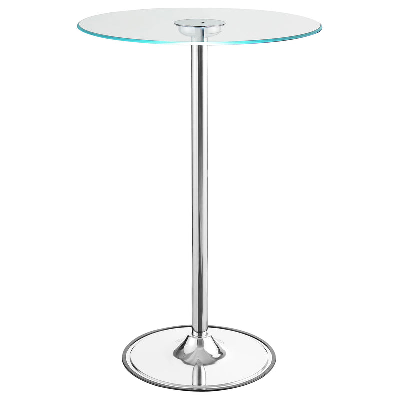 Mesa de bar bistró Thea de 71 cm, con tablero de cristal y LED, cromada