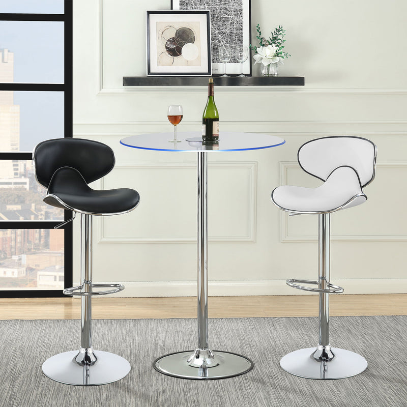 Mesa de bar bistró Thea de 71 cm, con tablero de cristal y LED, cromada