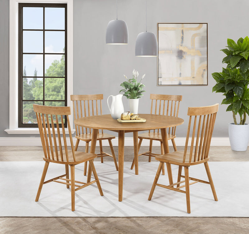 Mesa de comedor redonda de madera Andrews de 48 pulgadas, fresno claro