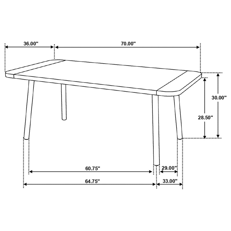 Mesa de comedor Maverick de 70 pulgadas de madera maciza de mango natural