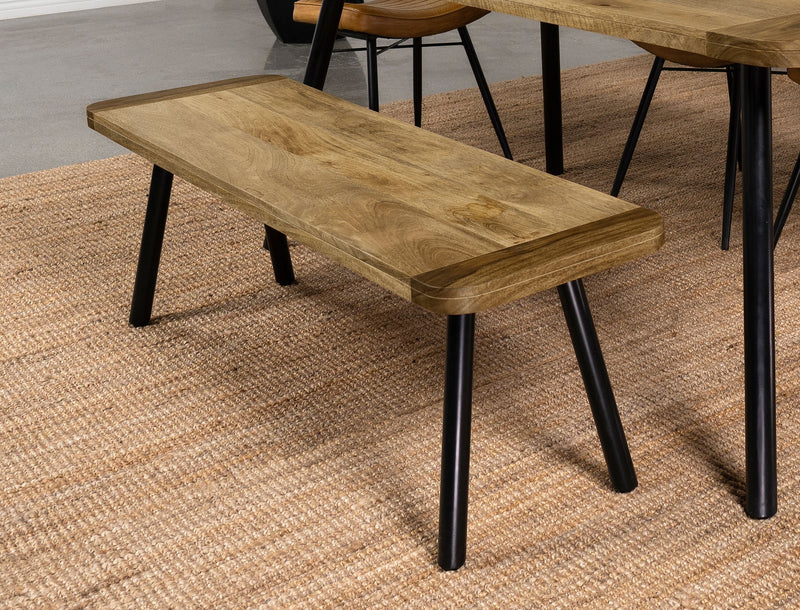 Banco de comedor Maverick de madera de mango natural y negro